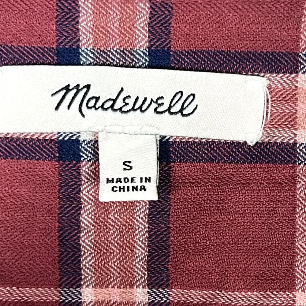 Madewell Sz S Long Sleeve V-Neck Button Down Shirt Stratfield Plaid K5787 - Picture 6 of 10